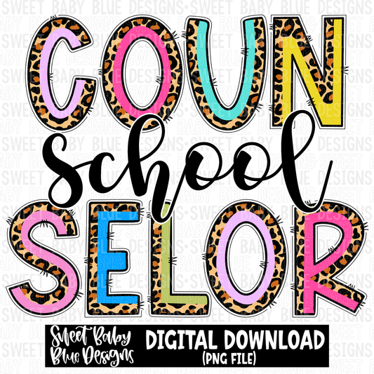 School counselor- Leopard- 2023- PNG file- Digital Download