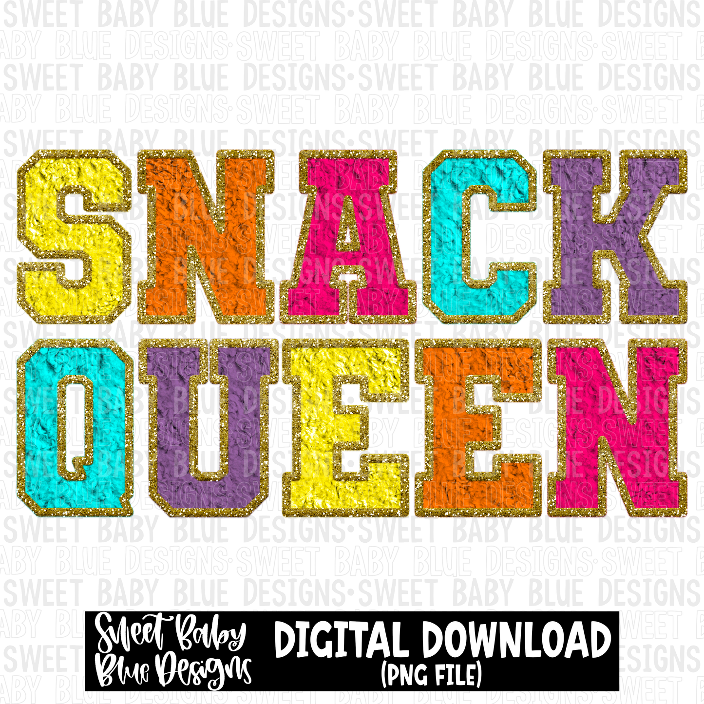 Snack queen- Chenille- 2023 - PNG file- Digital Download