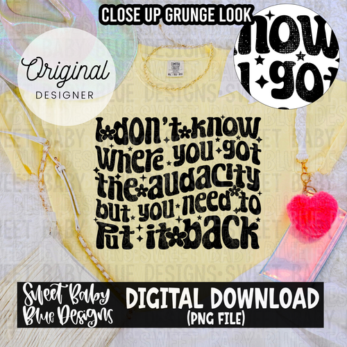 I don't know where you got the audacity but you need to put it back - 2024- PNG file- Digital Download