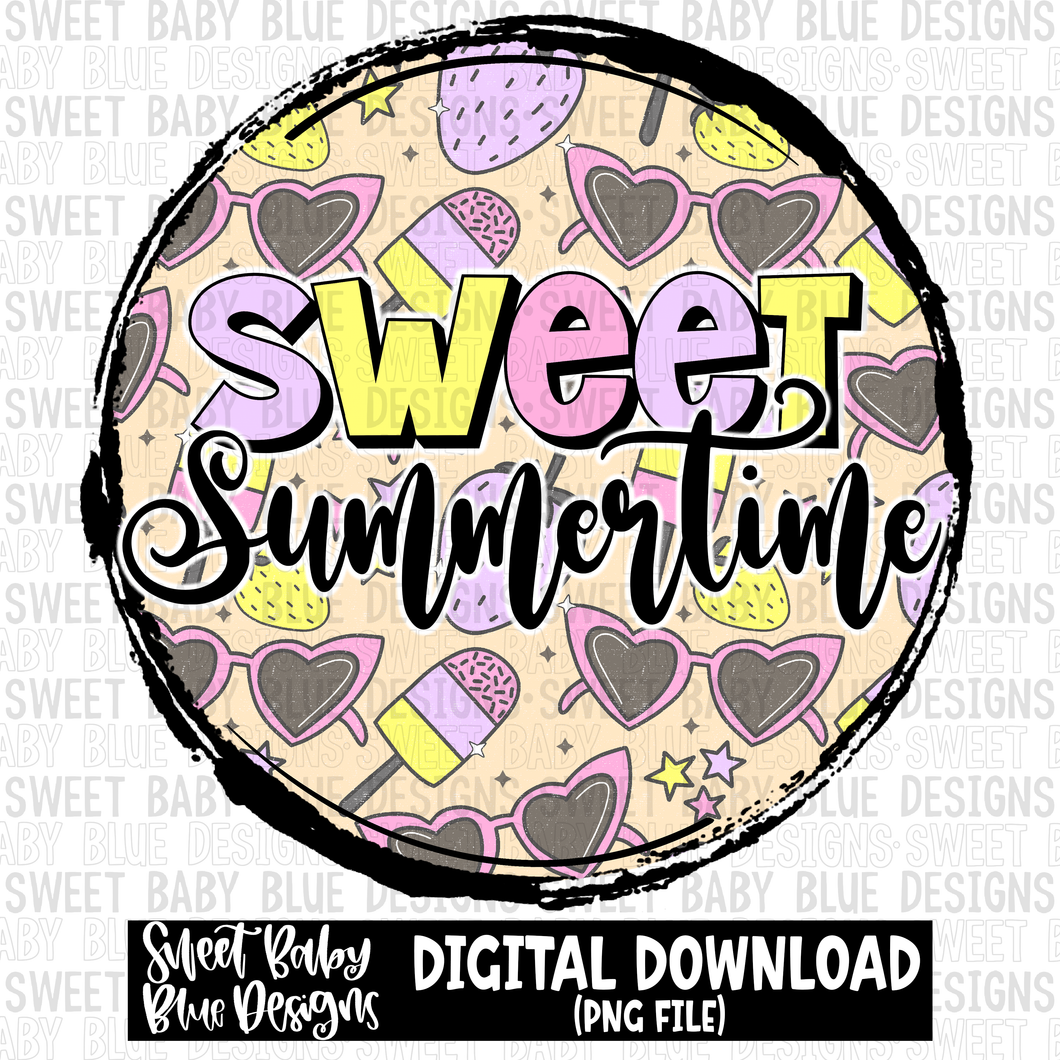 Sweet Summertime- Circle - 2023- PNG file- Digital Download