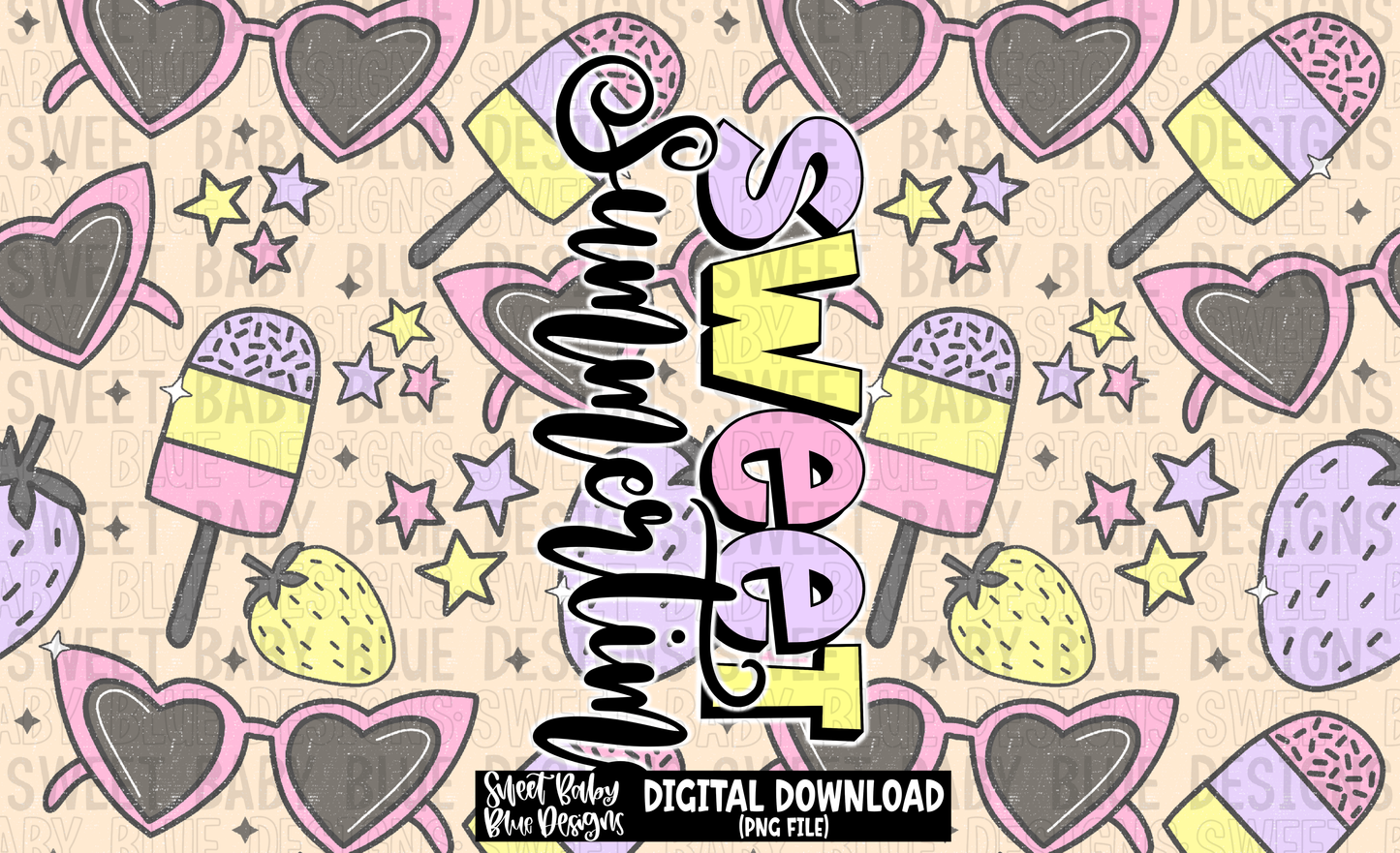 Sweet Summertime- 4 in 1 Can Cooler - 2023- PNG file- Digital Download