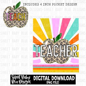 Teacher - Sunshine - 2023- PNG file- Digital Download
