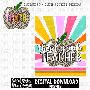 Third grade teacher- Sunshine - 2023- PNG file- Digital Download