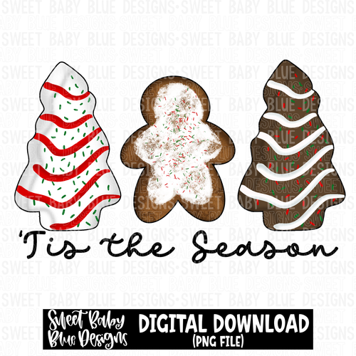 Tis the season- Cake with gingerbread- 2023- PNG file- Digital Download