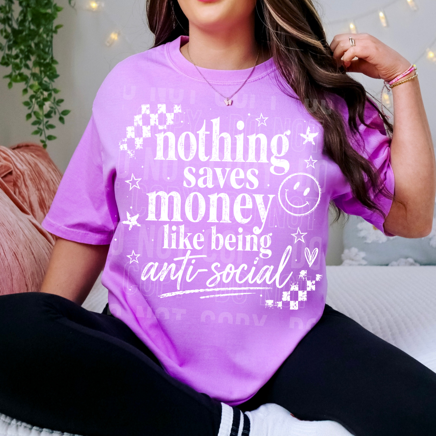 Nothing Saves Money Anti-Social  - BLACK and WHITE fonts - 2026 - PNG file- Digital Download