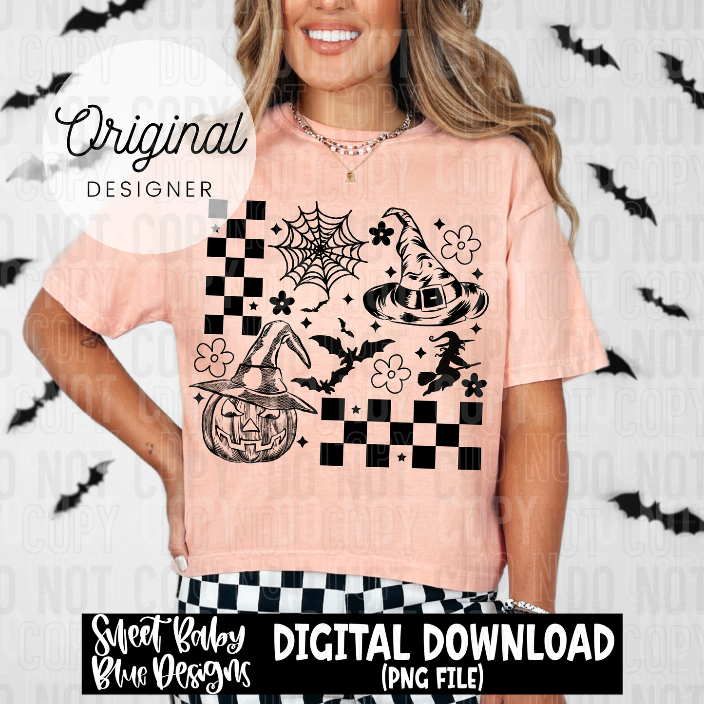 Halloween checkered collage - 2025 - PNG file- Digital Download