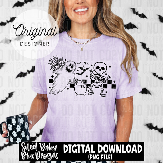 Ghost skeleton checkered - 2025 - PNG file- Digital Download