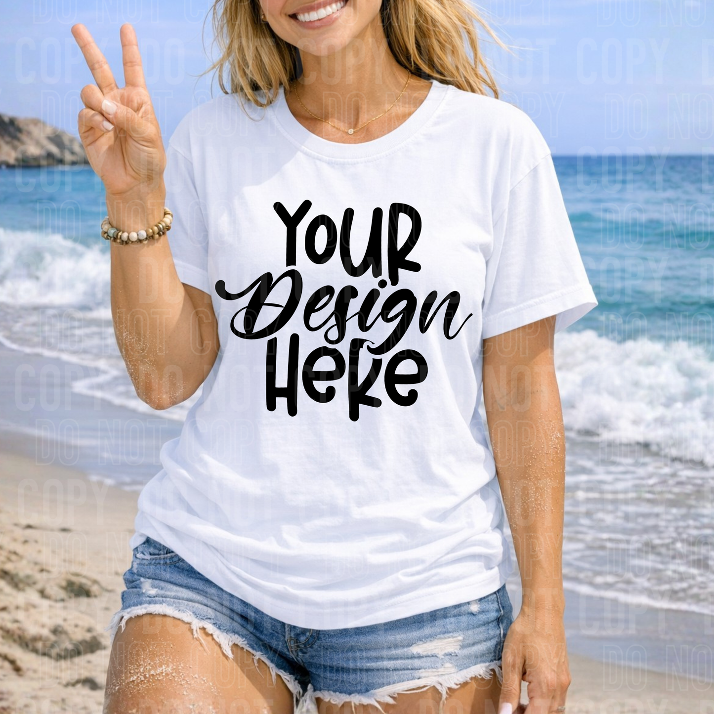White Comfort Colors 1717 Mockup - Beach - 2026 - PNG file- Digital Download