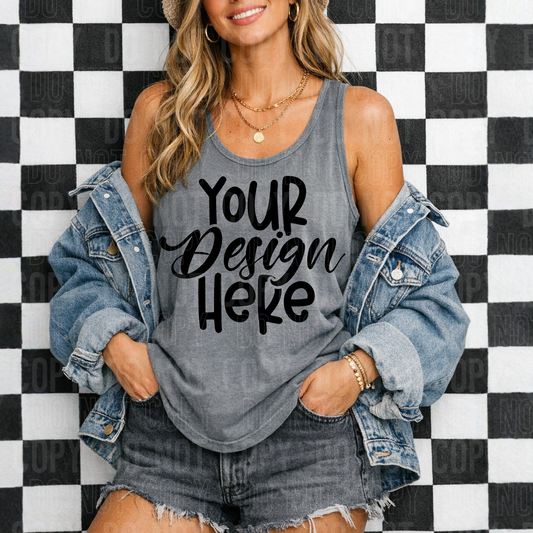 Grey Comfort Colors 9360 Mockup - Checkered- 2026 - PNG file- Digital Download