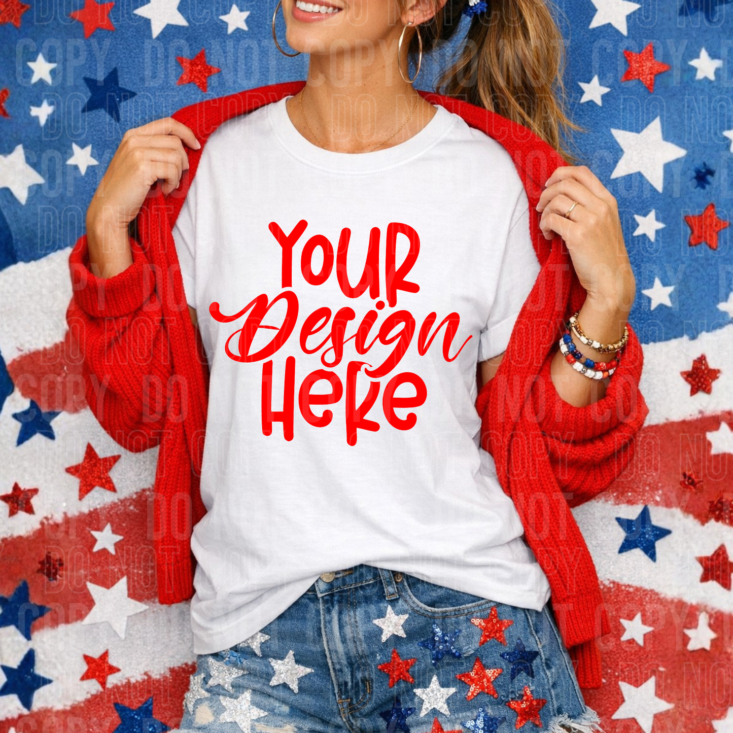 Bella Canvas 3001 White Mockup - 4th Of July - 2026 - PNG file- Digital Download