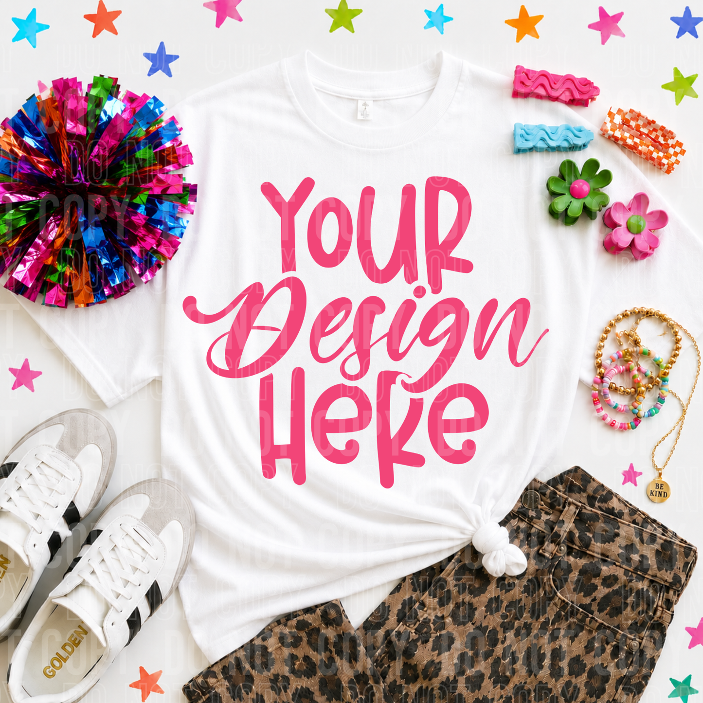 White Pom Stars Mockup- 2026 - PNG file- Digital Download