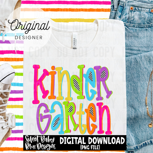 Kindergarten colorful checkered - 2025 - PNG file- Digital Download