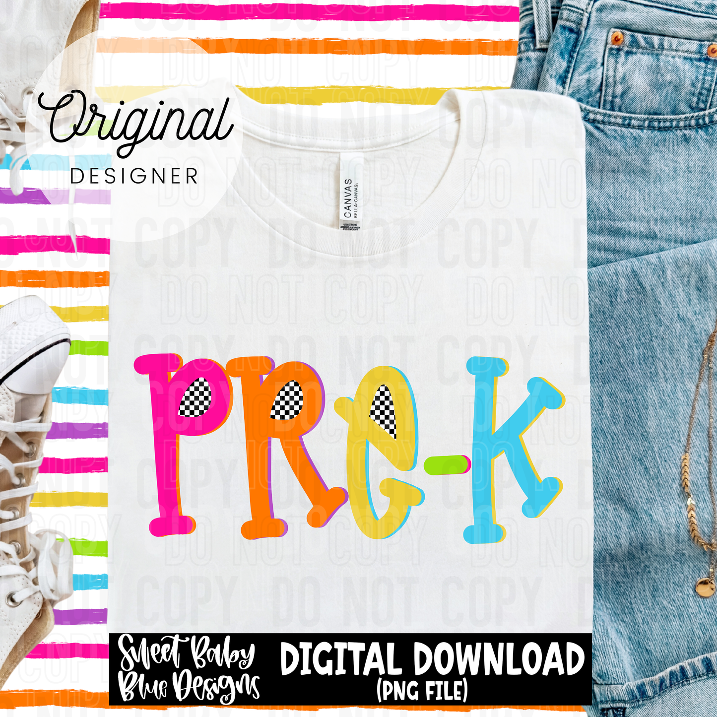 Pre-k colorful checkered - 2025 - PNG file- Digital Download