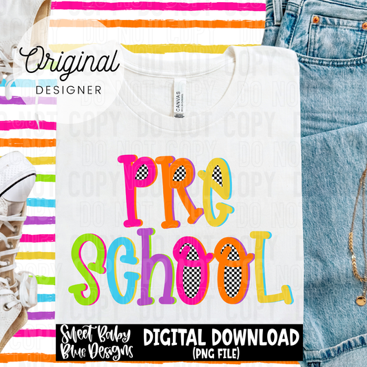 Preschool colorful checkered - 2025 - PNG file- Digital Download