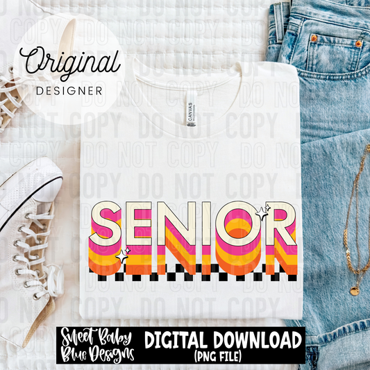 Senior stacked checkered - 2025 - PNG file- Digital Download