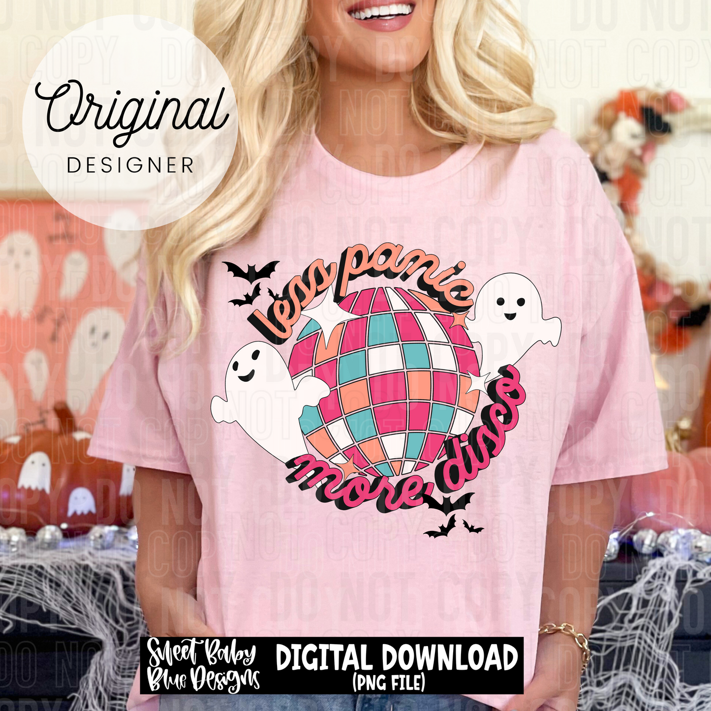 Less panic more disco - Mental health- Halloween - 2025 - PNG file- Digital Download