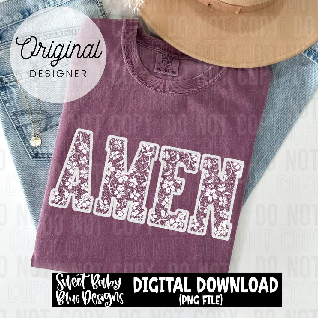 Amen- Lace - 2025 - PNG file- Digital Download