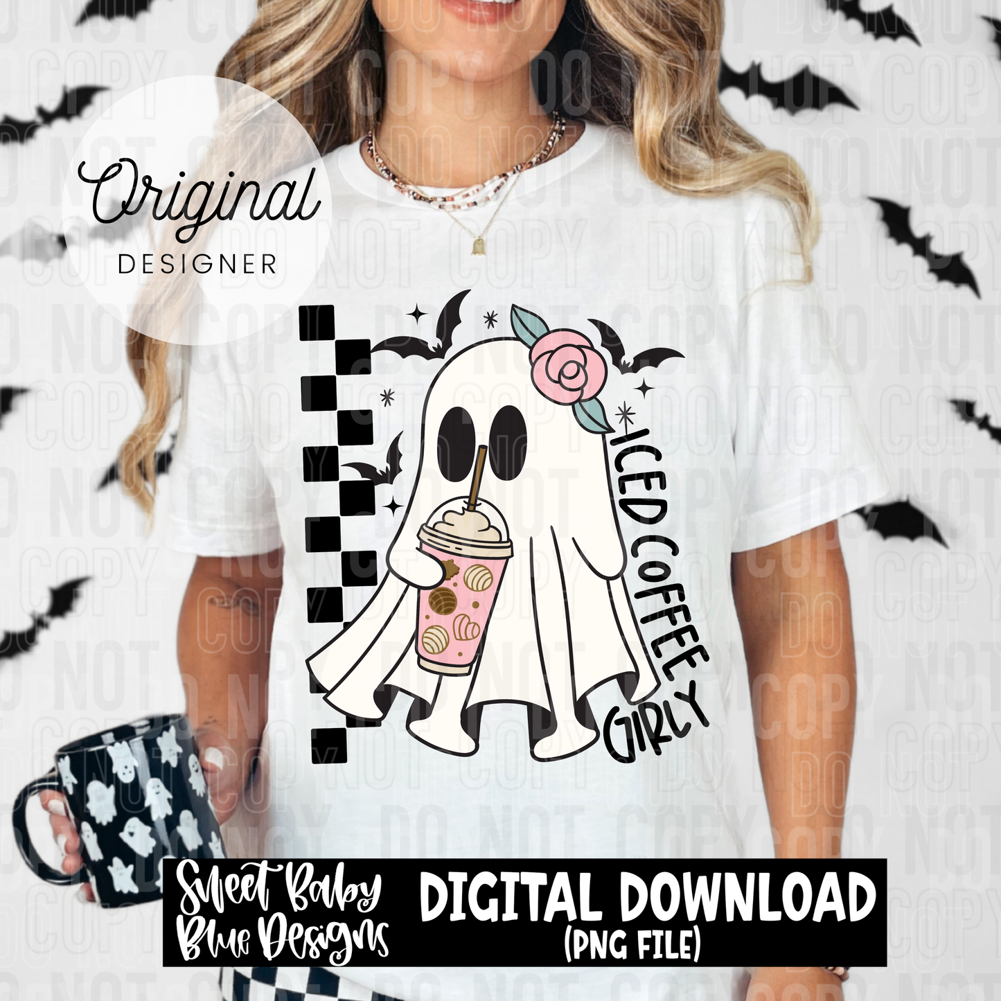 Iced coffee girly- Ghost - 2025 - PNG file- Digital Download