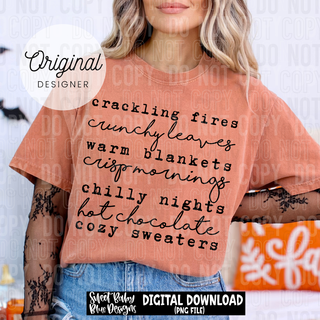 Crackling fires- Fall words - 2025 - PNG file- Digital Download