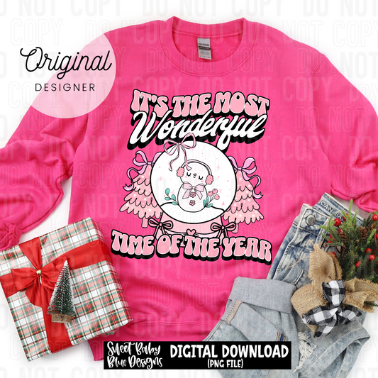 It's the most wonderful time of the year- Pink snow globe - 2025 - PNG file- Digital Download