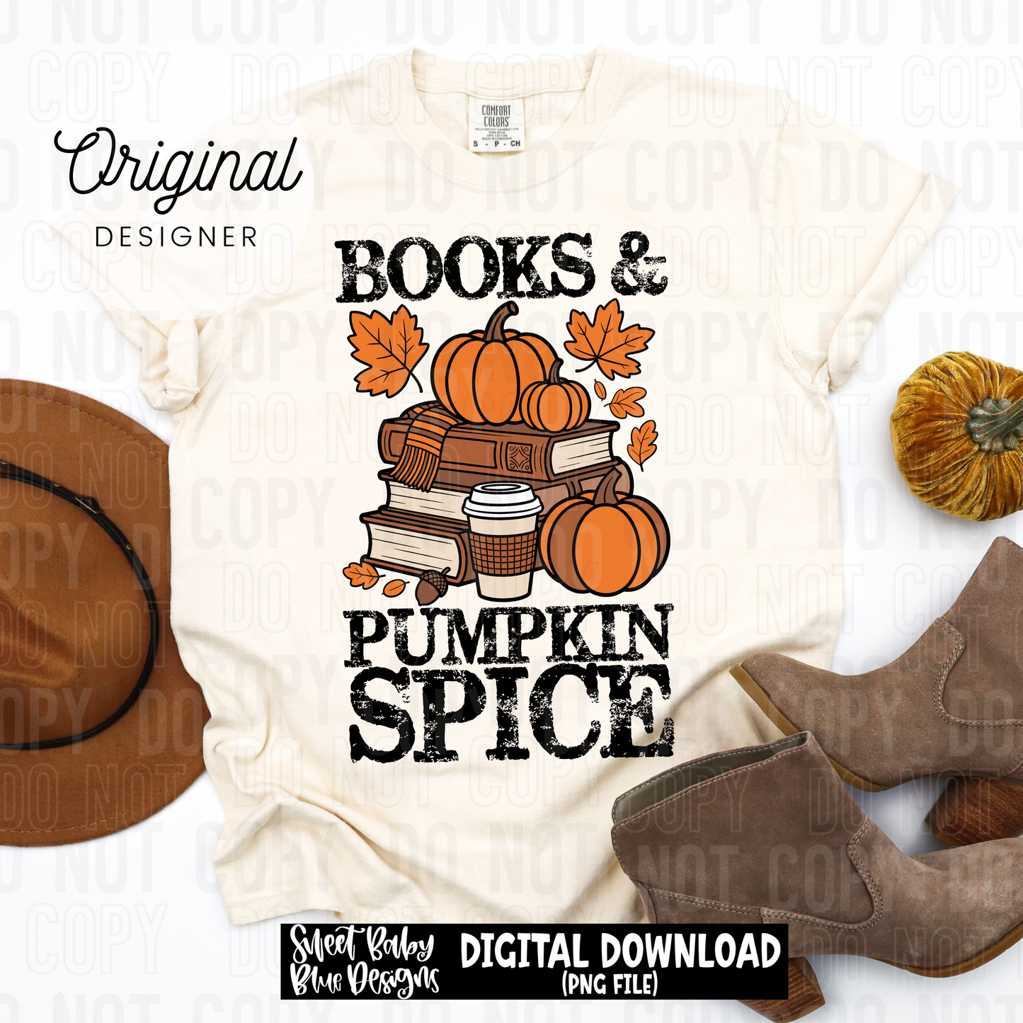 Books and Pumpkin Spice - 2025 - PNG file- Digital Download