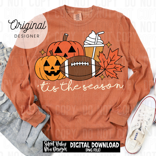 Tis the season Fall football - 2025 - PNG file- Digital Download