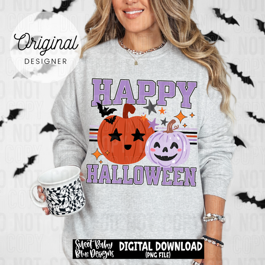 Happy Halloween- Purple Pumpkin - 2025 - PNG file- Digital Download