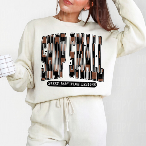 Fall checkered Shop small - Custom business name - PNG file- Digital Download