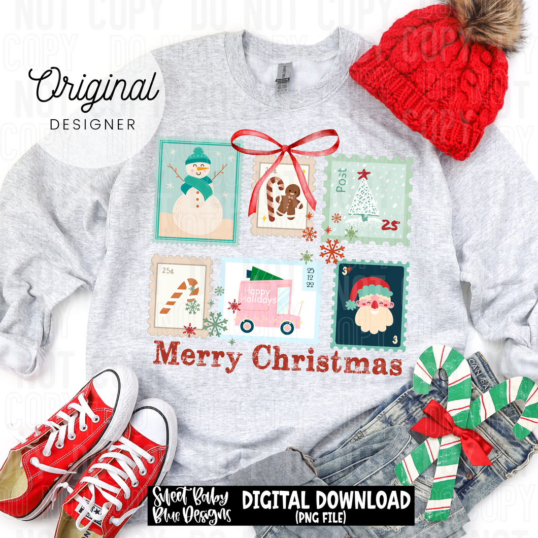 Merry Christmas- Stamps - 2025 - PNG file- Digital Download