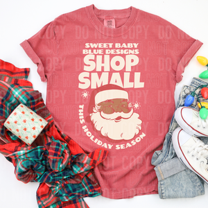 Christmas shop small Santa- dark- Custom business name - PNG file- Digital Download