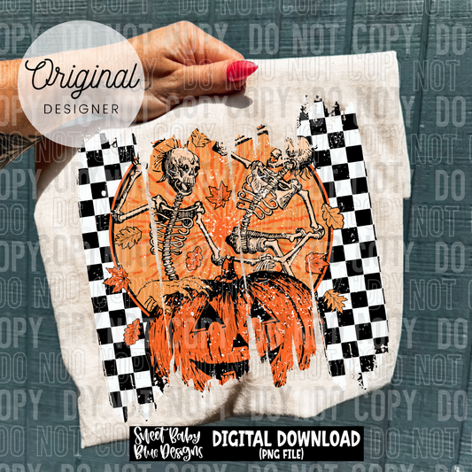 Skeleton Pumpkin Fall brushstroke - 2025 - PNG file- Digital Download
