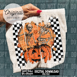 Skeleton Pumpkin Fall brushstroke - 2025 - PNG file- Digital Download
