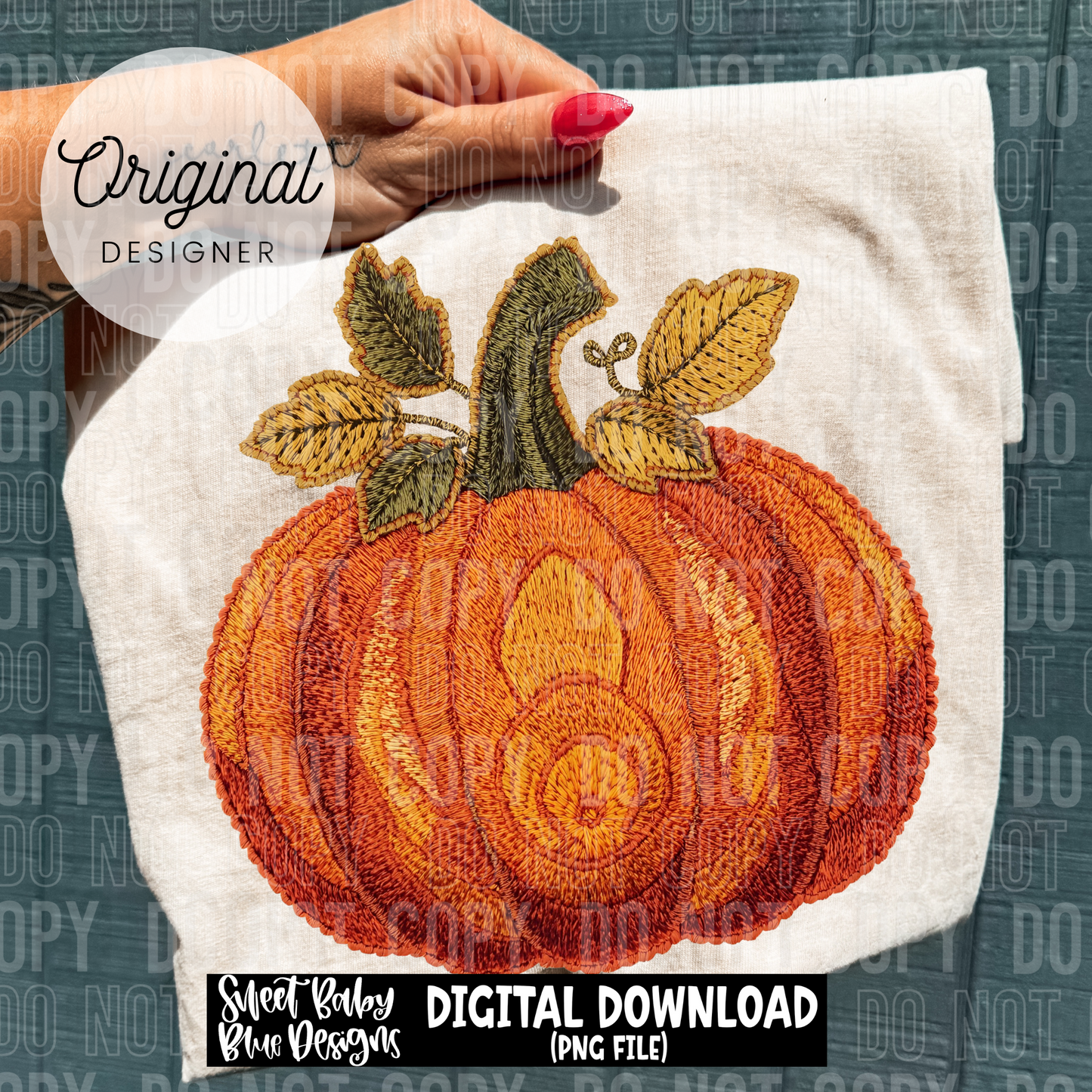 Embroidery Pumpkin- Fall - 2025 - PNG file- Digital Download