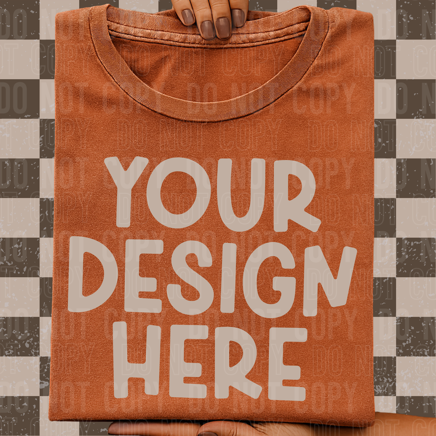 Yam t-shirt mockup- Brown checkered - 2025 - PNG file- Digital Download