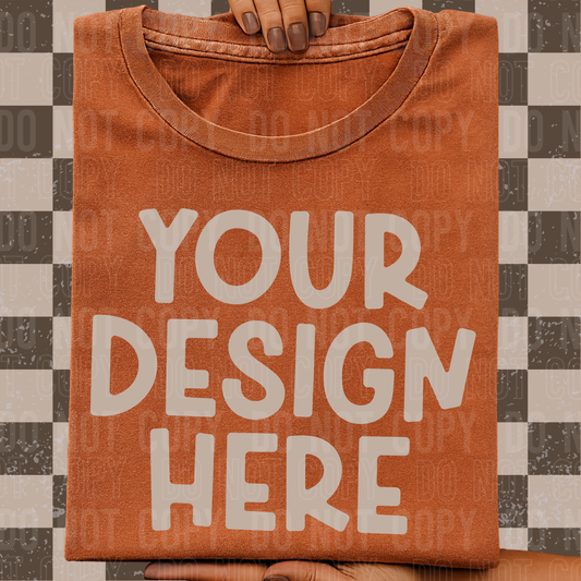 Yam t-shirt mockup- Brown checkered - 2025 - PNG file- Digital Download