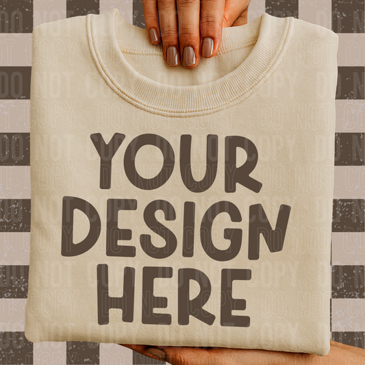 Ivory t-shirt mockup- Brown checkered - 2025 - PNG file- Digital Download