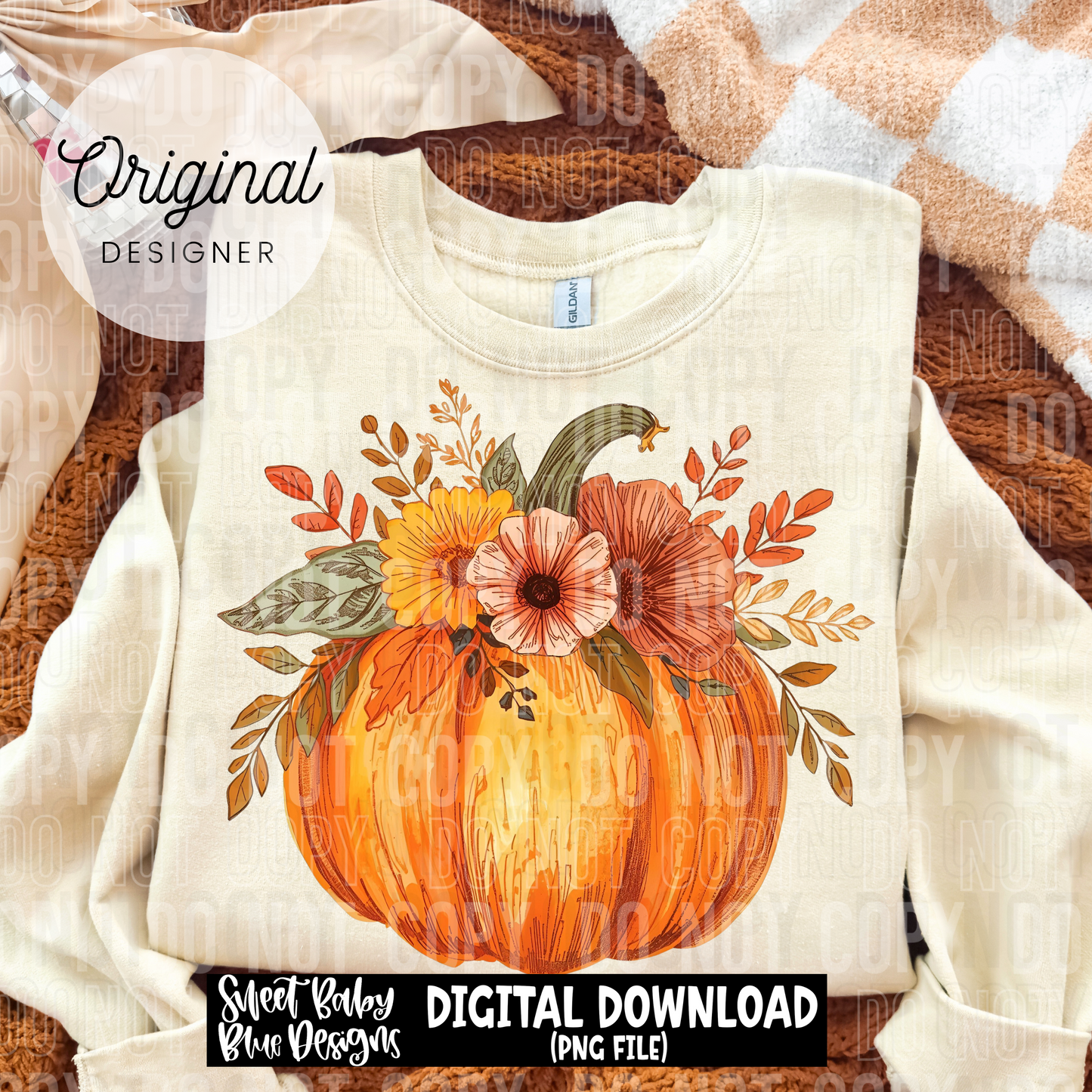 Floral pumpkin- Fall - 2025 - PNG file- Digital Download