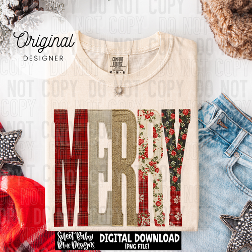 Merry oversized patch- Christmas - 2025 - PNG file- Digital Download