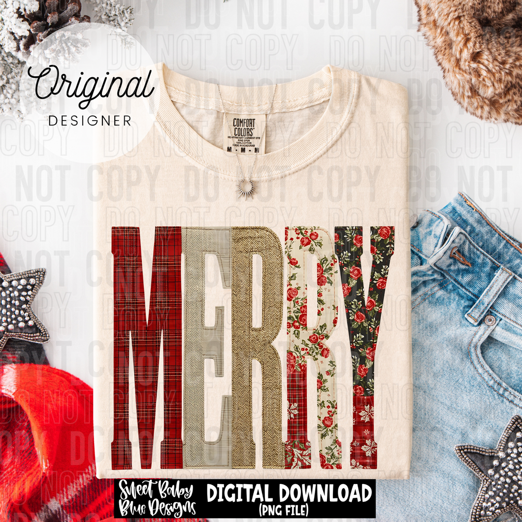 Merry oversized patch- Christmas - 2025 - PNG file- Digital Download