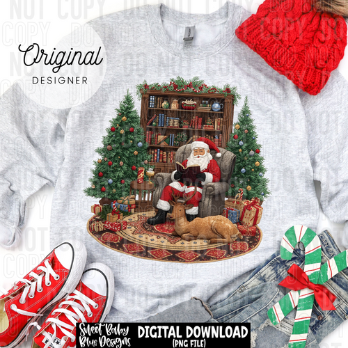 Santa reading Christmas - 2025 - PNG file- Digital Download