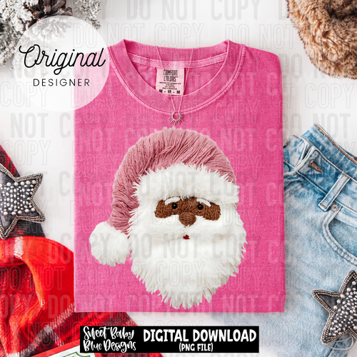 Pink Santa yarn - Christmas - 2025 - PNG file- Digital Download