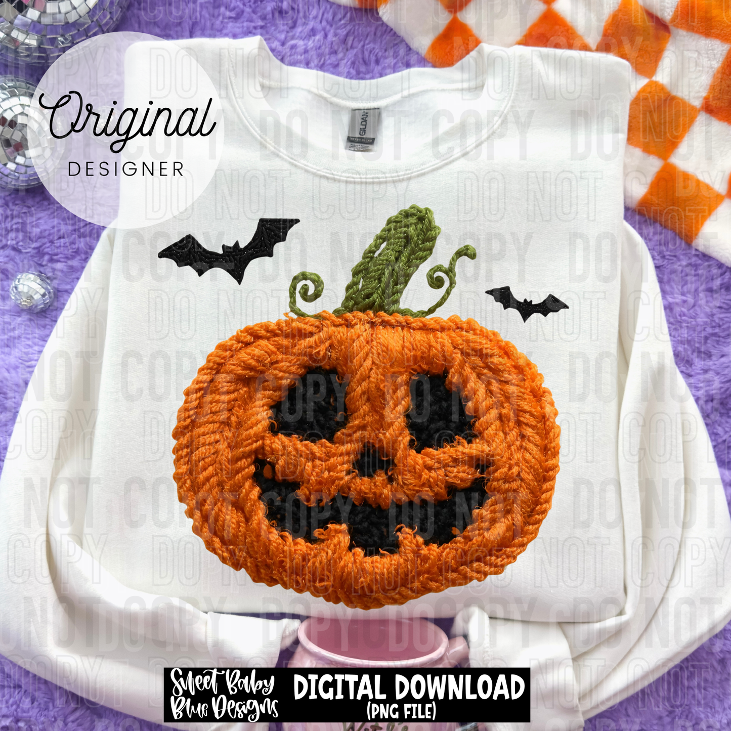 Jack o lantern yarn- Halloween - 2025 - PNG file- Digital Download