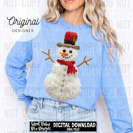 Snowman faux yarn - 2025 - PNG file- Digital Download