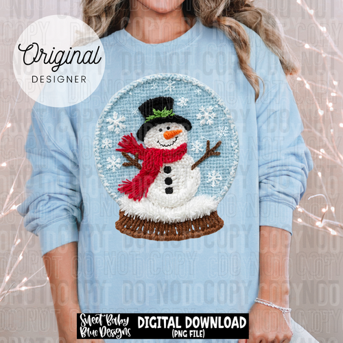 Snowman snow globe faux yarn - 2025 - PNG file- Digital Download