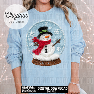 Snowman snow globe faux yarn - 2025 - PNG file- Digital Download