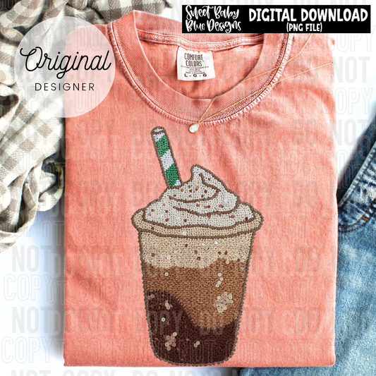 Iced Coffee faux yarn- 2025 - PNG file- Digital Download