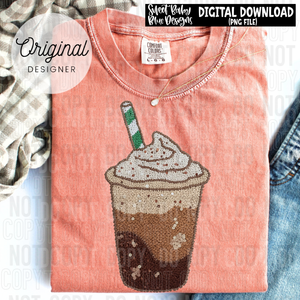 Iced Coffee faux yarn- 2025 - PNG file- Digital Download