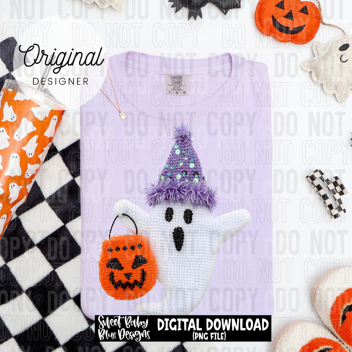 Ghost Jack o lantern faux yarn - 2025 - PNG file- Digital Download