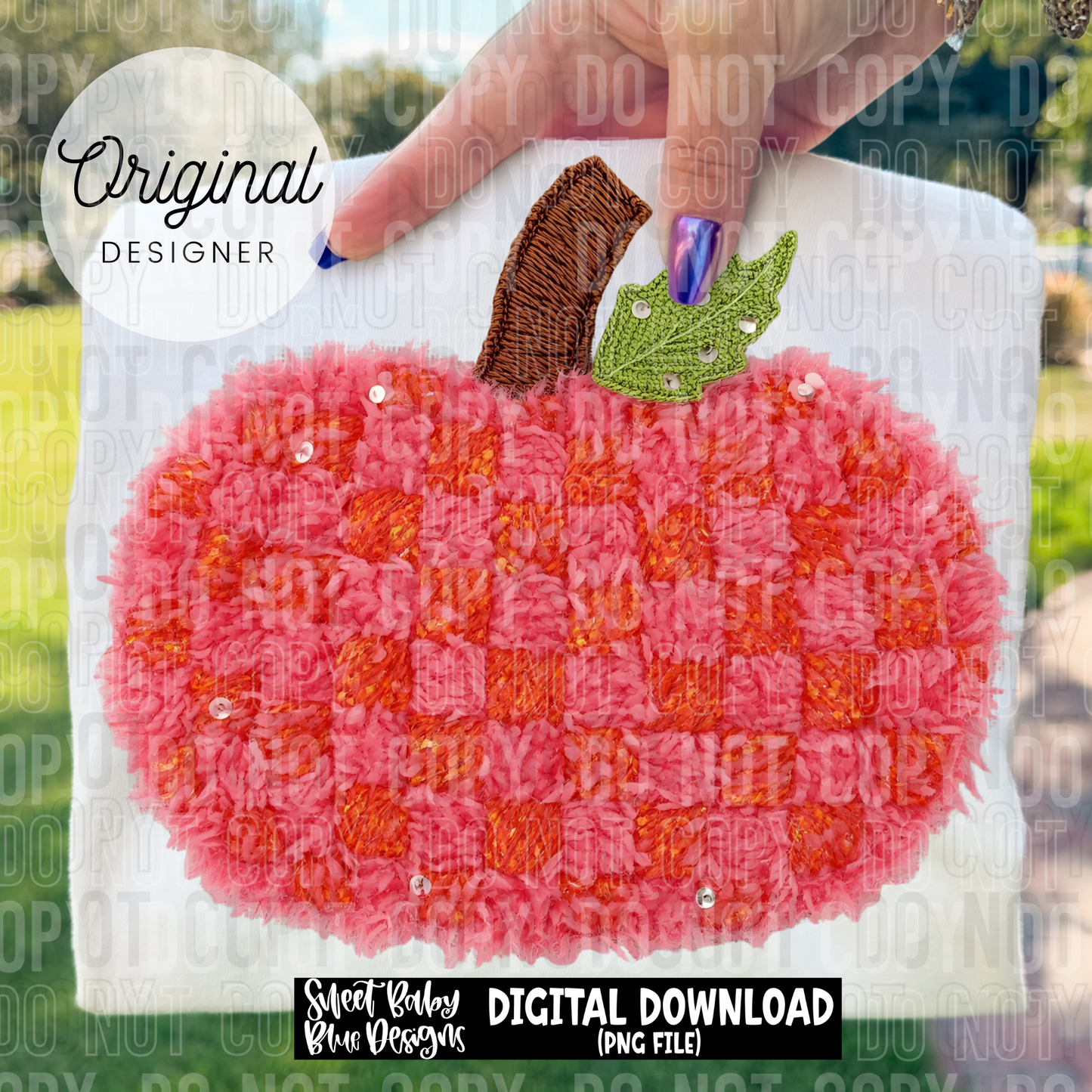 Fall pumpkin pink and orange plaid- faux yarn - 2025 - PNG file- Digital Download