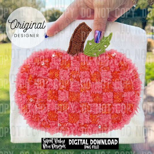 Fall pumpkin pink and orange plaid- faux yarn - 2025 - PNG file- Digital Download